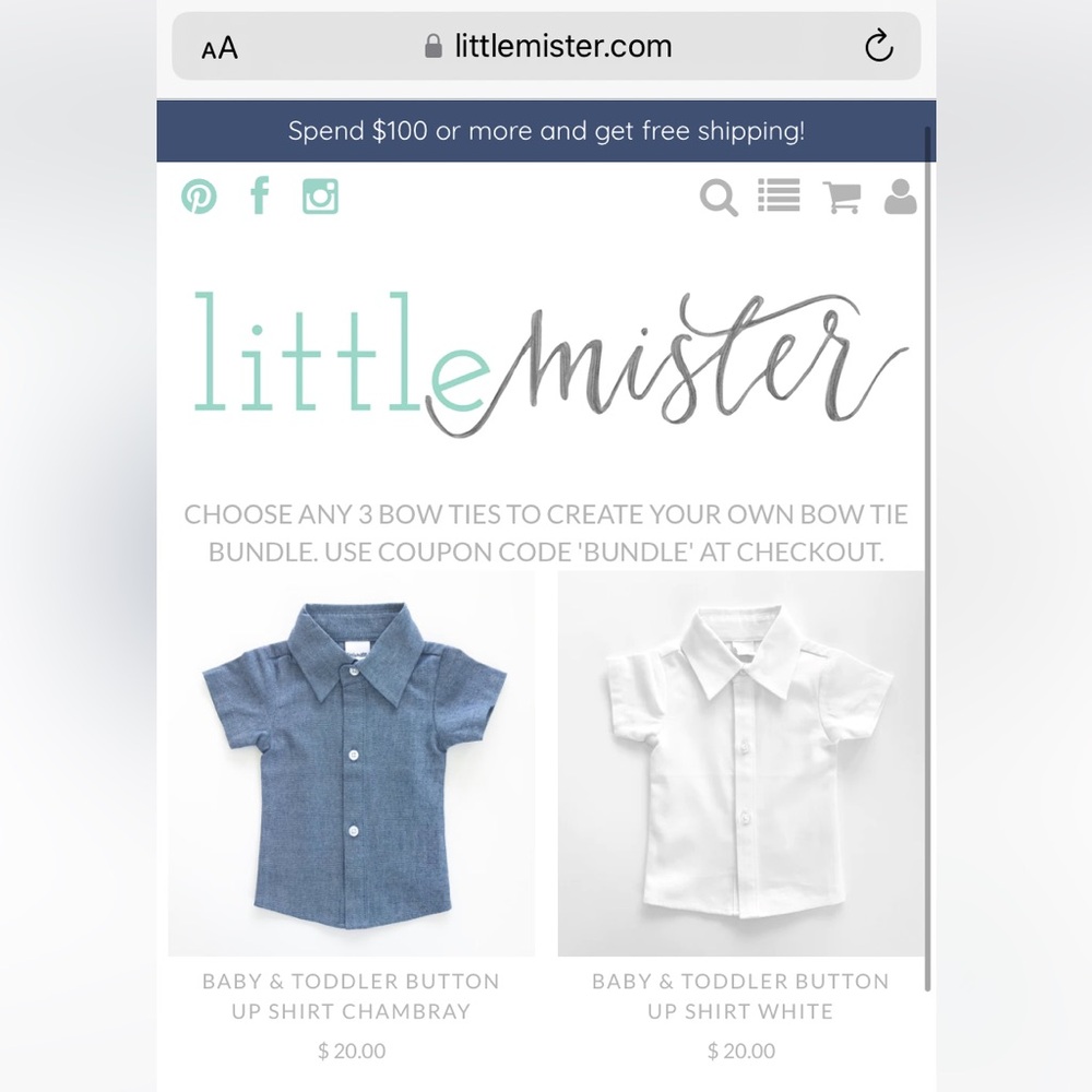 Set of 2 Little mister boys collar short sleeve 
chambray blue White 5T New